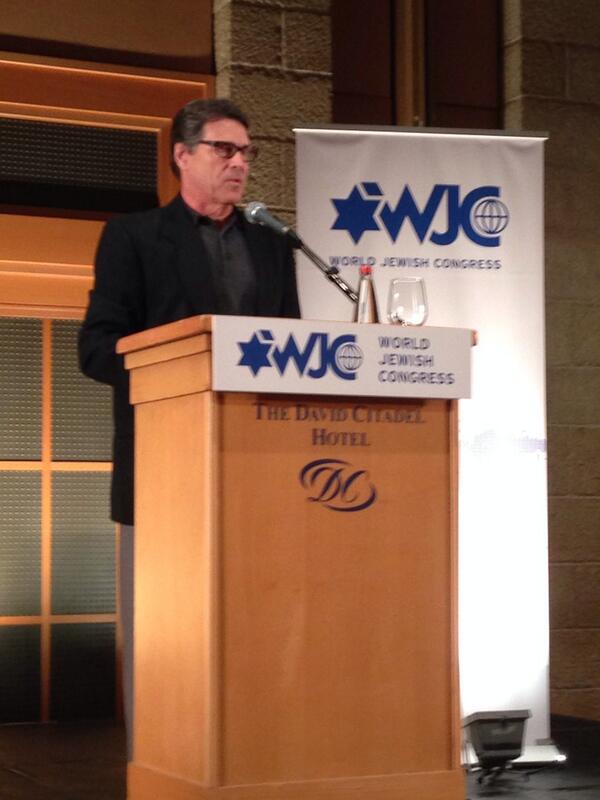 Gov. Perry addresses the World Jewish Congress at the David Citadel Hotel in Jerusalem, Israel
