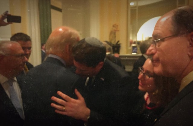 Vice President Biden embraces Israeli Ambassador Ron Dermer
