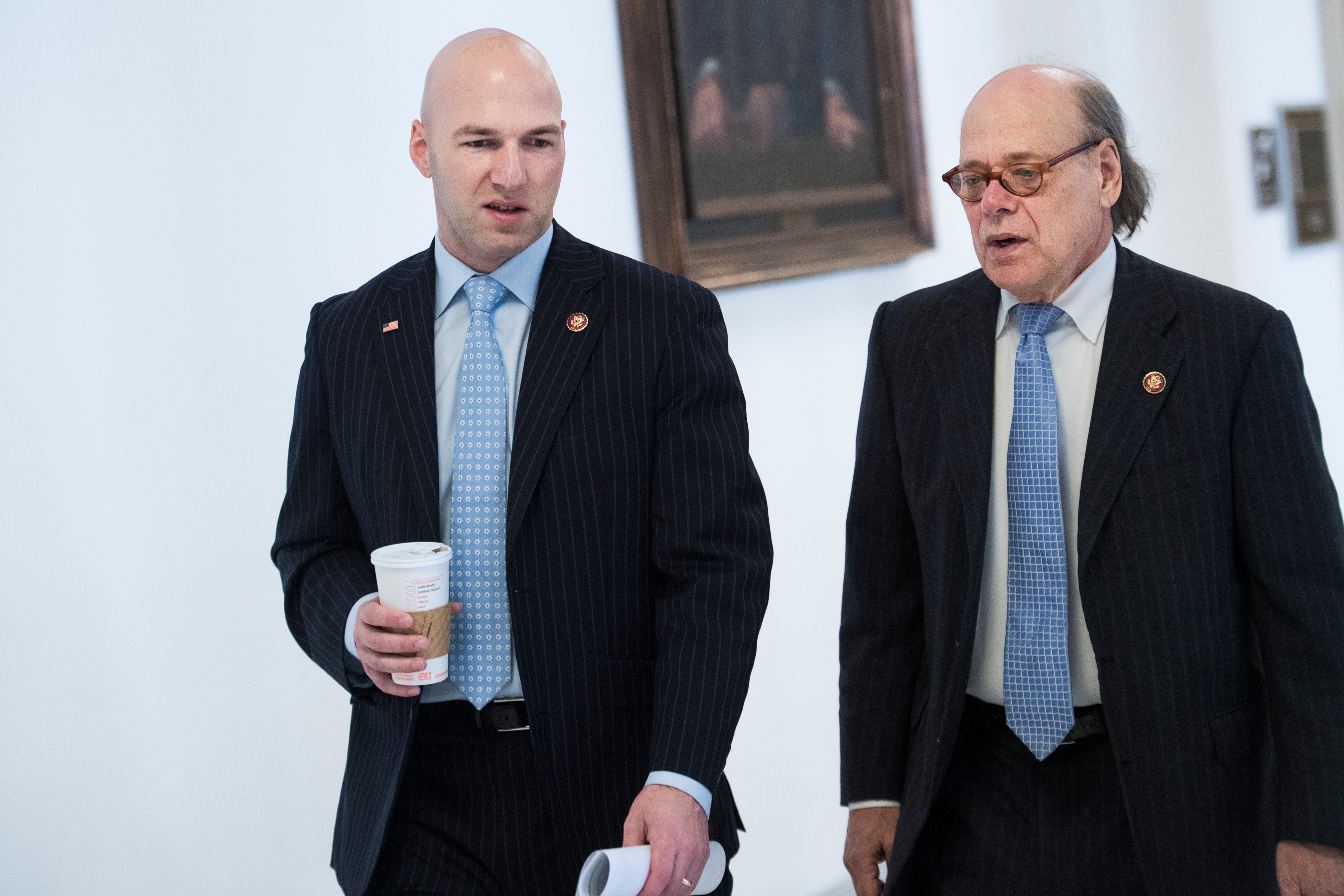 Reps. Anthony Gonzalez (R-OH) and Steve Cohen, (D-TN) are seen in Rayburn Building in January 2019.